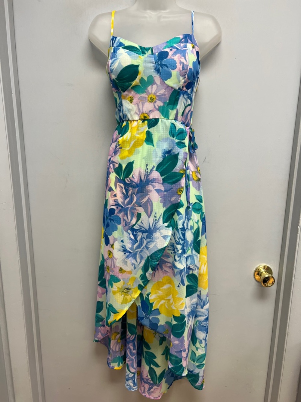 Lily Rose Floral Midi Dress Pastel Wrap Style Cami Strap Size Large